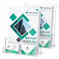 Clear Acrylic Brochure Holder 8.5 × 11 in with Card Slots