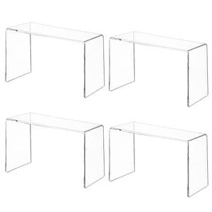 Duveesha 4 Pcs (9.2 x 3 x 5 inches) Acrylic Risers Display Stands, Display Stands for Collectibles, Clear Acrylic Shelf for Show Decor Display, Toys, Cupcake