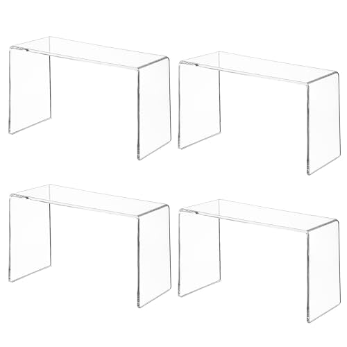 Duveesha 4 Pcs (9.2 x 3 x 5 inches) Acrylic Risers Display Stands, Display Stands for Collectibles, Clear Acrylic Shelf for Show Decor Display, Toys, Cupcake