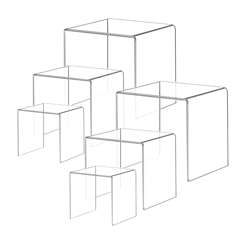 Clear Acrylic Square Display Risers, 4, 5 & 6 in, 2 Sets (6 Pcs) – view 3