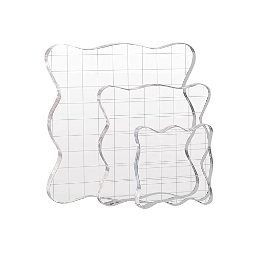 Clear Acrylic Stamp Blocks with Grid, 3-Piece Set – view 2
