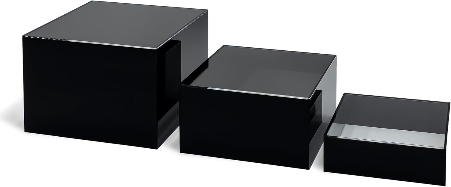 Glossy Black Acrylic Cube Risers with Clear Top, Set of 3 – view 6