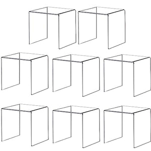 Duveesha Acylic Riser Square Display Stand For Cupcakes,Amiibo Funko Pop Figures, Dessert, Jewelry, Arts and Crafts (Clear, 8P-6INCH)