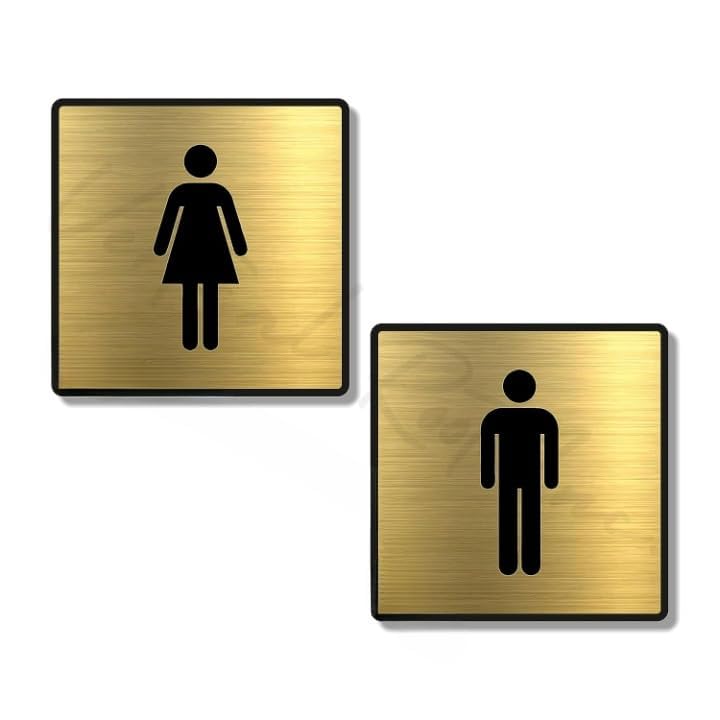 Gold Acrylic Women & Men Washroom Sign, Self-Adhesive, Set of 2 – view 2