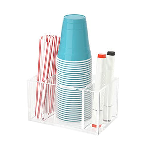 Acrylic Cup Holder & Dispenser with Marker Slots – Yosham