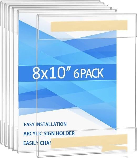Acrylic Wall Sign Holder 10x8, 6-Pack – Yosham