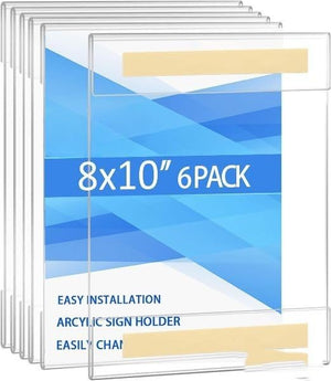 Acrylic Wall Sign Holder 10x8, 6-Pack – Yosham
