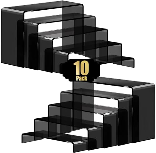 Black Acrylic Display Riser Stairs, 5 Tiers, 2 Sets (10 Pcs) – view 2