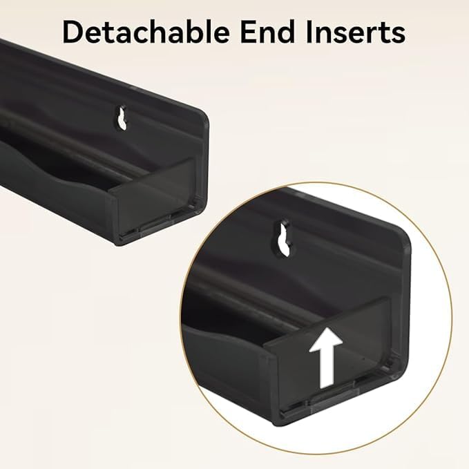 Black Acrylic Nail Polish Wall Shelves with End Inserts, 15 Inch, Pack of 6 – view 4