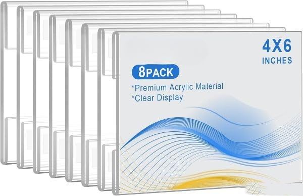 6x4 Acrylic Wall Mount Sign Holder, Pack of 8 – Yosham