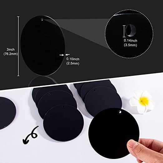 Black Acrylic Round Discs with Hole, 16-Pc – view 2