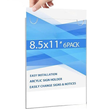 11x8.5 Acrylic Wall Mount Sign Holder, Pack of 6 – Yosham