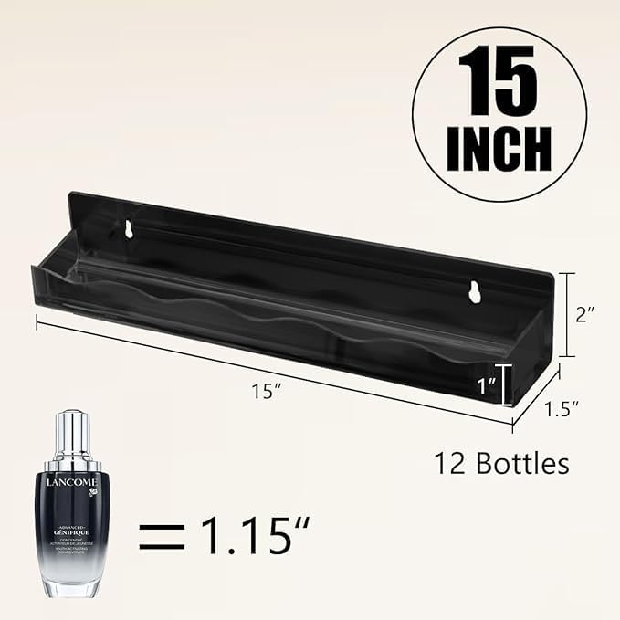Black Acrylic Nail Polish Wall Shelves with End Inserts, 15 Inch, Pack of 6 – view 2