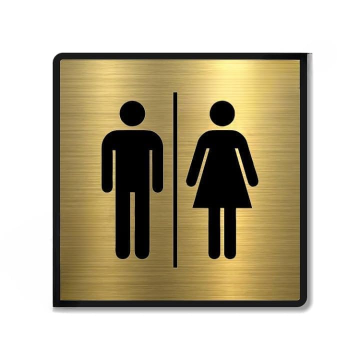 Gold Acrylic Men & Women Washroom Sign, Self-Adhesive – view 2