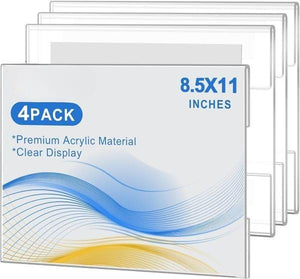 8.5x11 Acrylic Wall Mount Sign Holder, Pack of 4 – Yosham