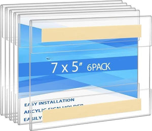 5x7 Acrylic Wall Mount Sign Holder, Pack of 6 – Yosham