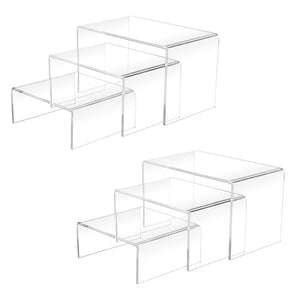 Clear Acrylic Rectangular Display Risers, 6 Pcs – Yosham