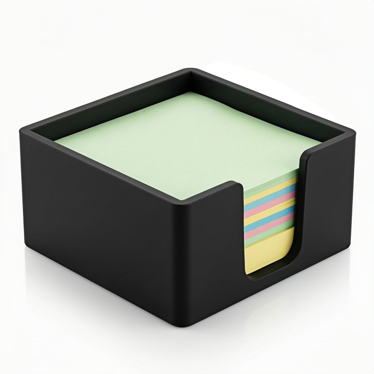 Premium Sticky Note Holder for Desk – Elegant 3x3 Inch Memo Pad Dispenser | Modern Minimalist Post-it Organizer | Durable & Compact Desktop Storage for Office, Home & Study | Matte Black Finish
