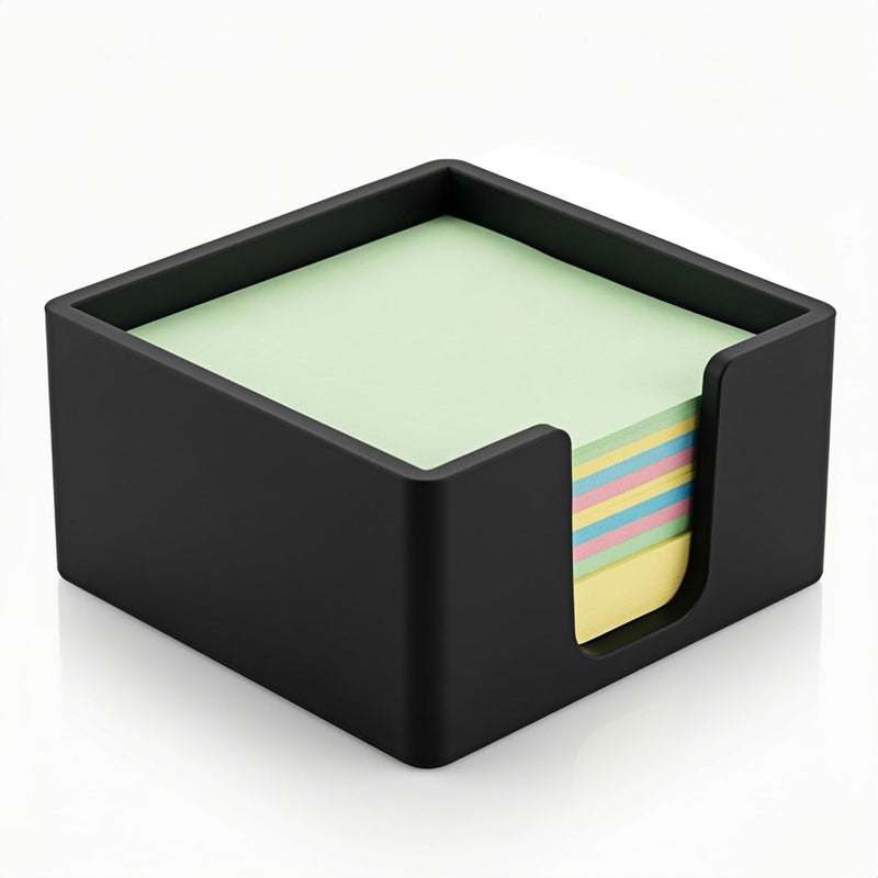 Premium Sticky Note Holder for Desk – Elegant 3x3 Inch Memo Pad Dispenser | Modern Minimalist Post-it Organizer | Durable & Compact Desktop Storage for Office, Home & Study | Matte Black Finish