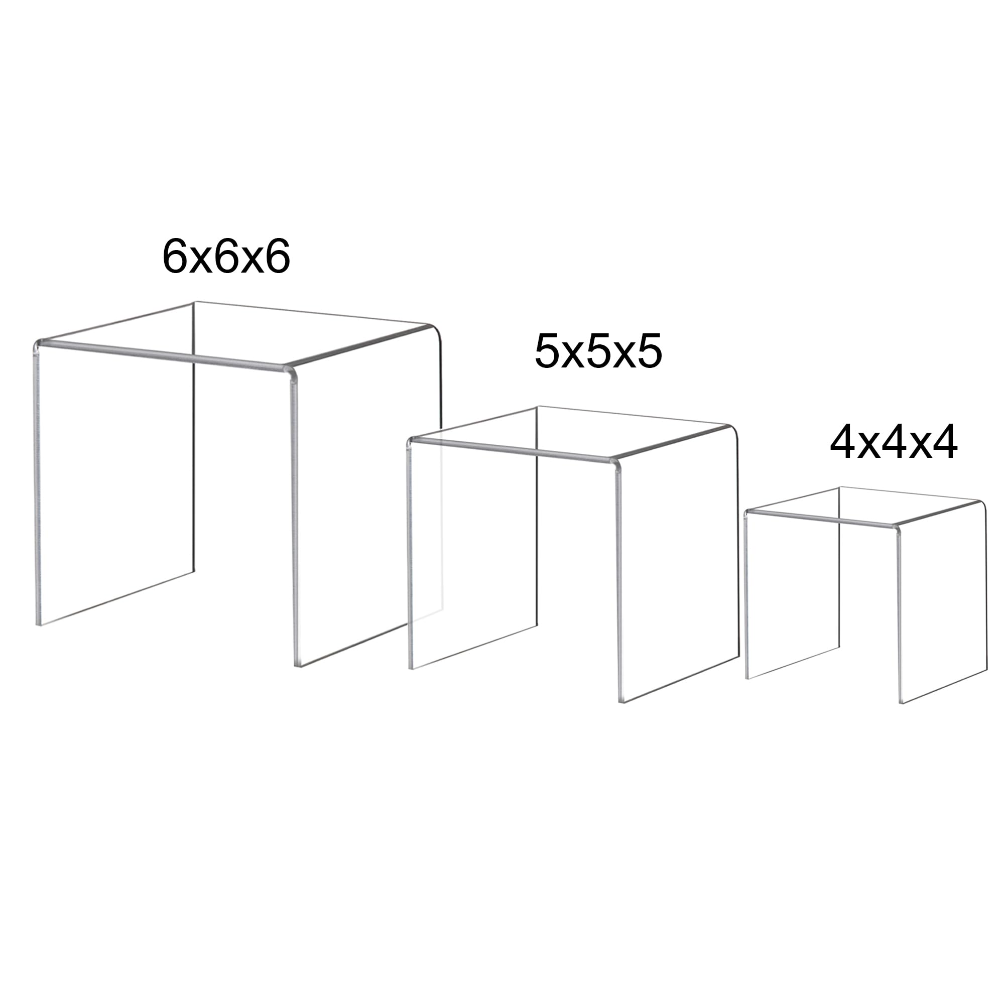 Clear Acrylic Square Display Risers, 4, 5 & 6 in, 2 Sets (6 Pcs) – view 4