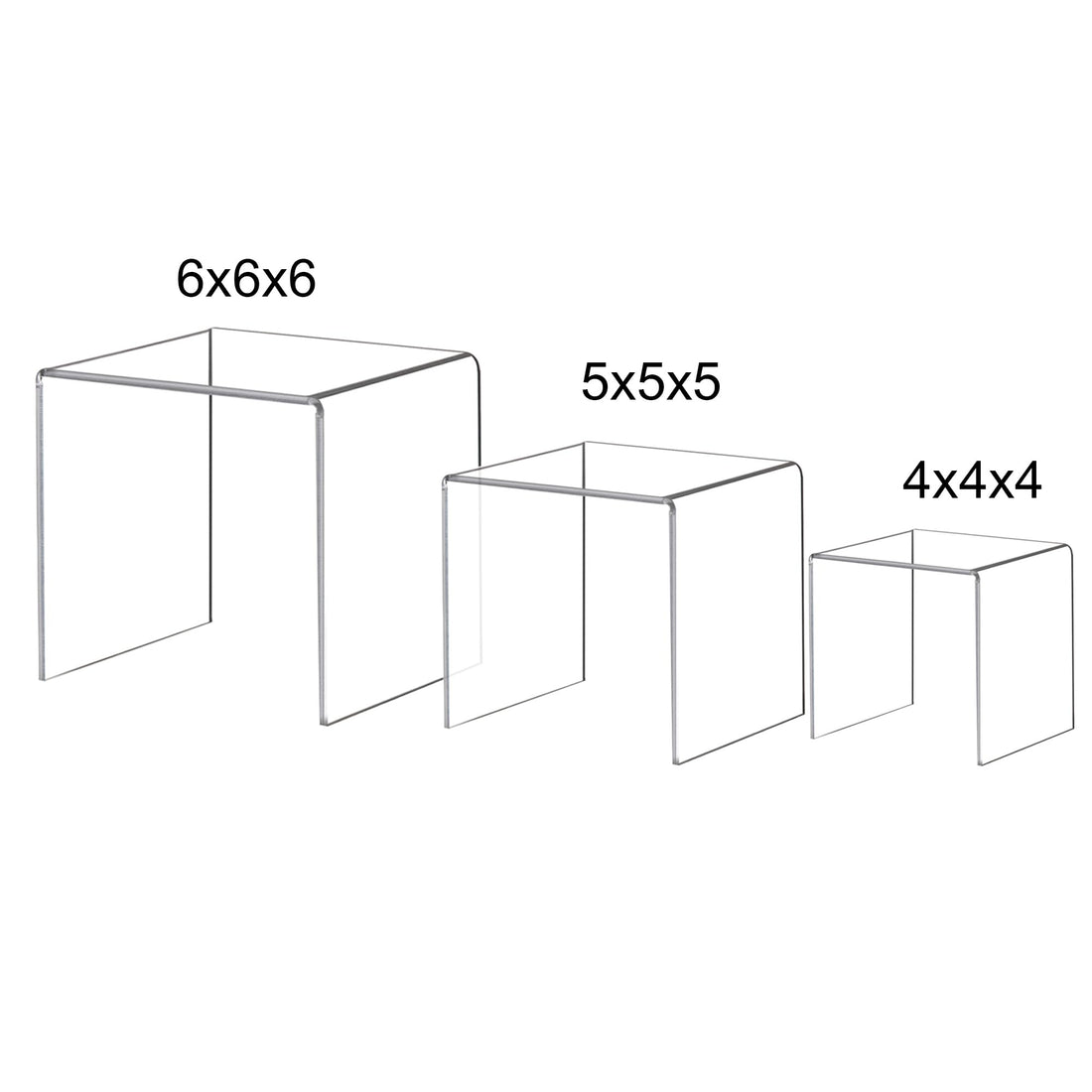 Clear Acrylic Square Display Risers, 4, 5 & 6 in, 2 Sets (6 Pcs) – view 4
