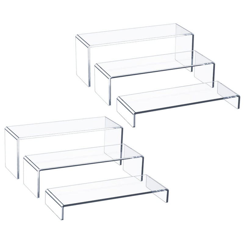 Duveesha Acrylic Display Riser, 2 Pcs 12" Large Acrylic Risers, Thickened to 5mm Clear Rectangular Display Shelf for Cupcake Stand, Tiered Display Stand for gemstone, curio, figurines, Collectibles