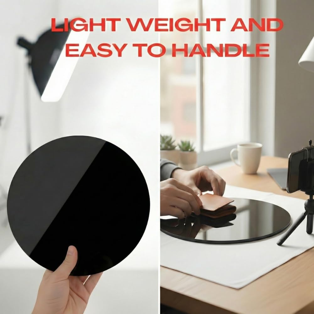 Reflective Acrylic Product Photo Boards, Round 12 in (30 cm), Black & White, Pack of 2 – view 5