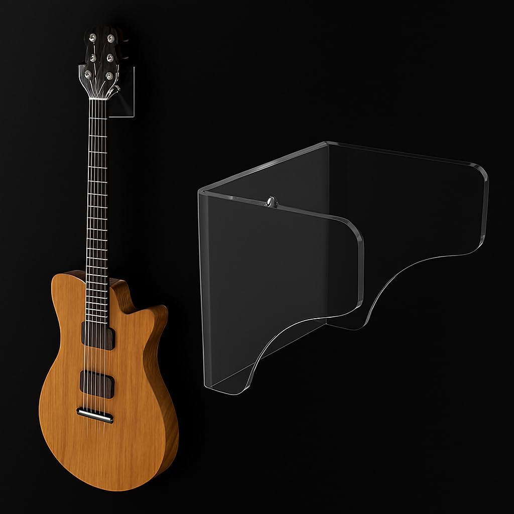 Acrylic Guitar Wall Mount Hanger, 5mm — Black — Clear