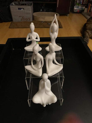 Duveesha Set of 9 Clear Acrylic Display Risers – All-in-One Multi-Size Stand for Shop & Home | 3-Tier Stackable Riser for Jewellery, Perfume, Figurines, Cosmetics, Cupcakes & Showpieces (3.82 x 4.69 x 5.79in)