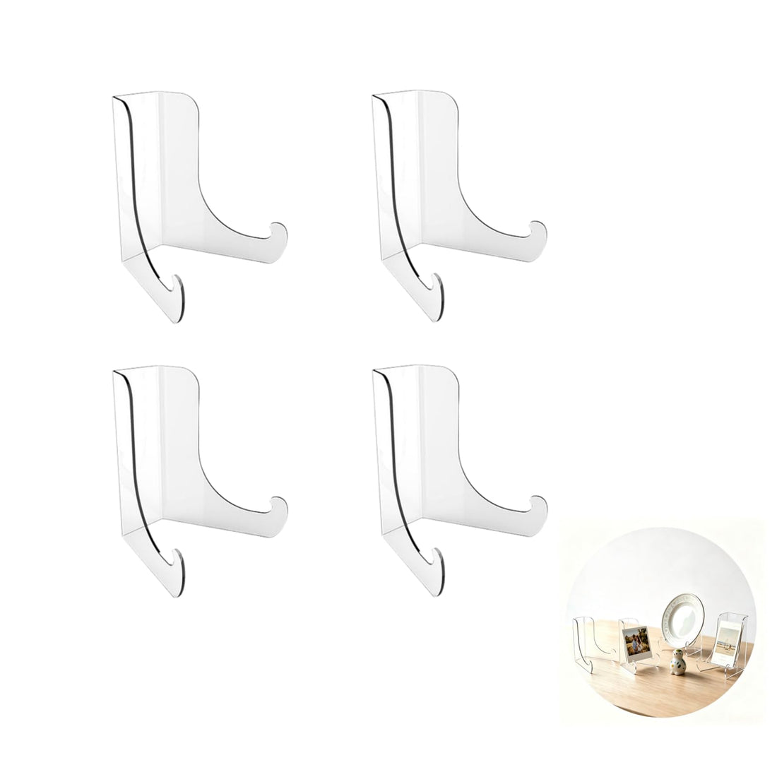 4 Pcs Plate Stands Universal Clear Acrylic Picture Stand Multifunction Display Holder for Home Office Book, Card, Crafts, Picture Frame