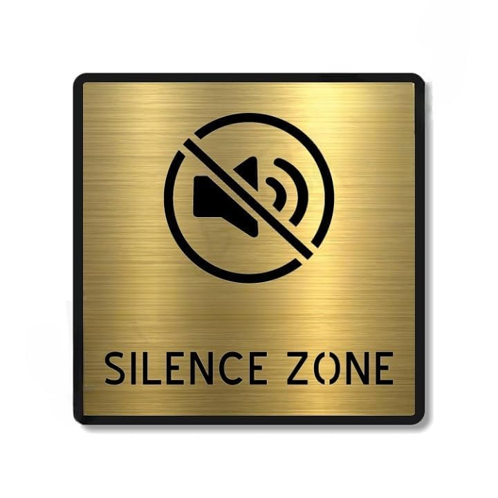 Gold Acrylic Silence Zone Sign, Self-Adhesive – view 2