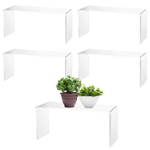 Duveesha 4 Pcs Large Clear Acrylic Riser for Display Acrylic Shelf Riser Jewelry Stand Retail Desktop Display Stand for Cupcake, Collectibles, Organize, Decor(10.25 x 4 x 4.25 Inches)