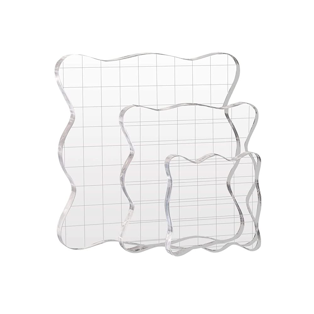 Clear Acrylic Stamp Blocks with Grid, 3-Piece Set – Yosham