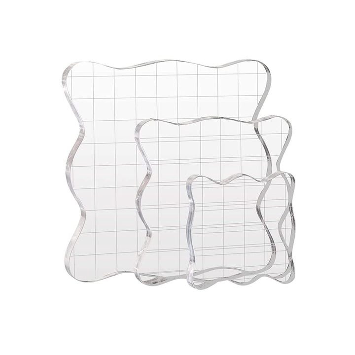 Clear Acrylic Stamp Blocks with Grid, 3-Piece Set