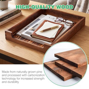 Wooden Pine Letter Tray, Stackable Desktop Organizer