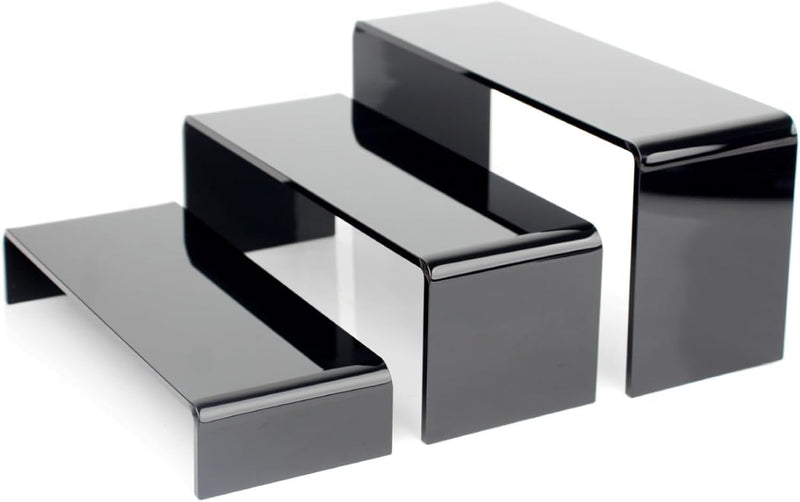 Black Acrylic Display Riser Stands, Set of 3 – Yosham