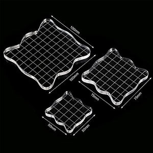 Clear Acrylic Stamp Blocks with Grid, 3-Piece Set – Yosham