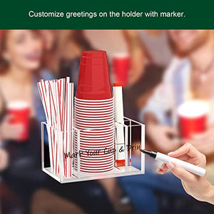 Acrylic Cup Holder & Dispenser with Marker Slots – Yosham
