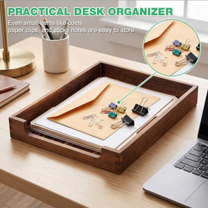 Wooden Pine Letter Tray, Stackable Desktop Organizer