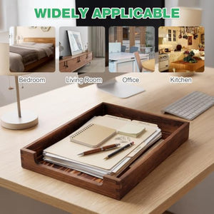 Wooden Pine Letter Tray, Stackable Desktop Organizer