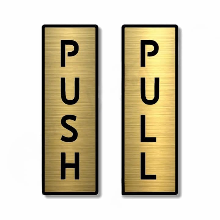 Gold Acrylic Push & Pull Door Sign, Self-Adhesive, Set of 2 – view 2
