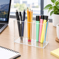 Clear Acrylic Pen Holder, 2 Compartments — PENCIL-HOLDER-D7