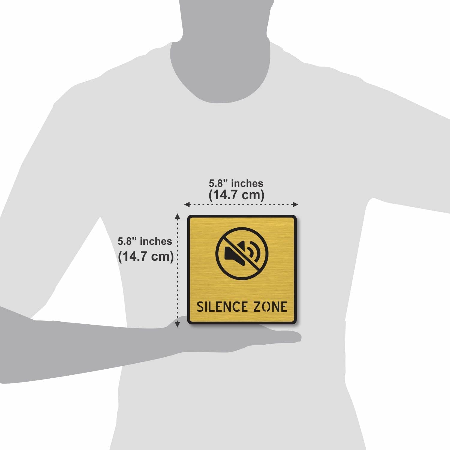 Gold Acrylic Silence Zone Sign, Self-Adhesive – view 3