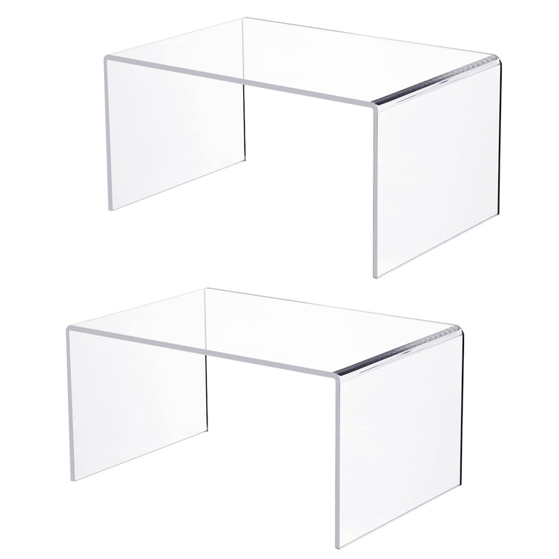 Duveesha 2 PCS Extra Large Clear Acrylic Display Risers 12 Inch | 5mm Thick Transparent Showcase Shelf Stand for Funko POP Amiibo Figures Jewelry | Collectibles Cosmetics | Retail Counter Home Display