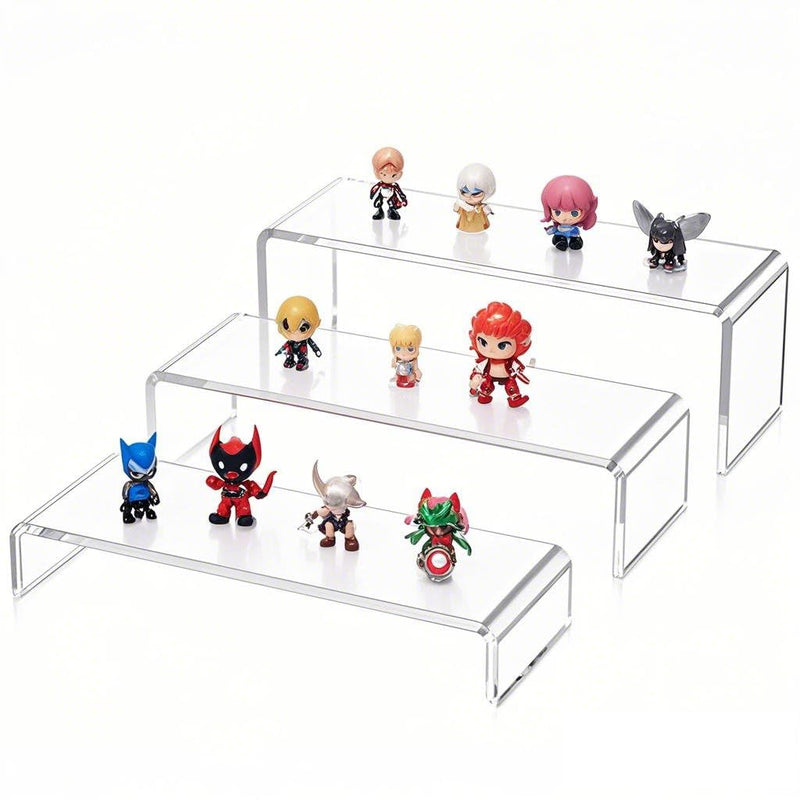 Duveesha Large Acrylic Display Risers: 2Pcs 9" Rectangular Clear Display Stand Shelf for Retail Desktop Shoe Showcase Fixtures Jewelry Dessert
