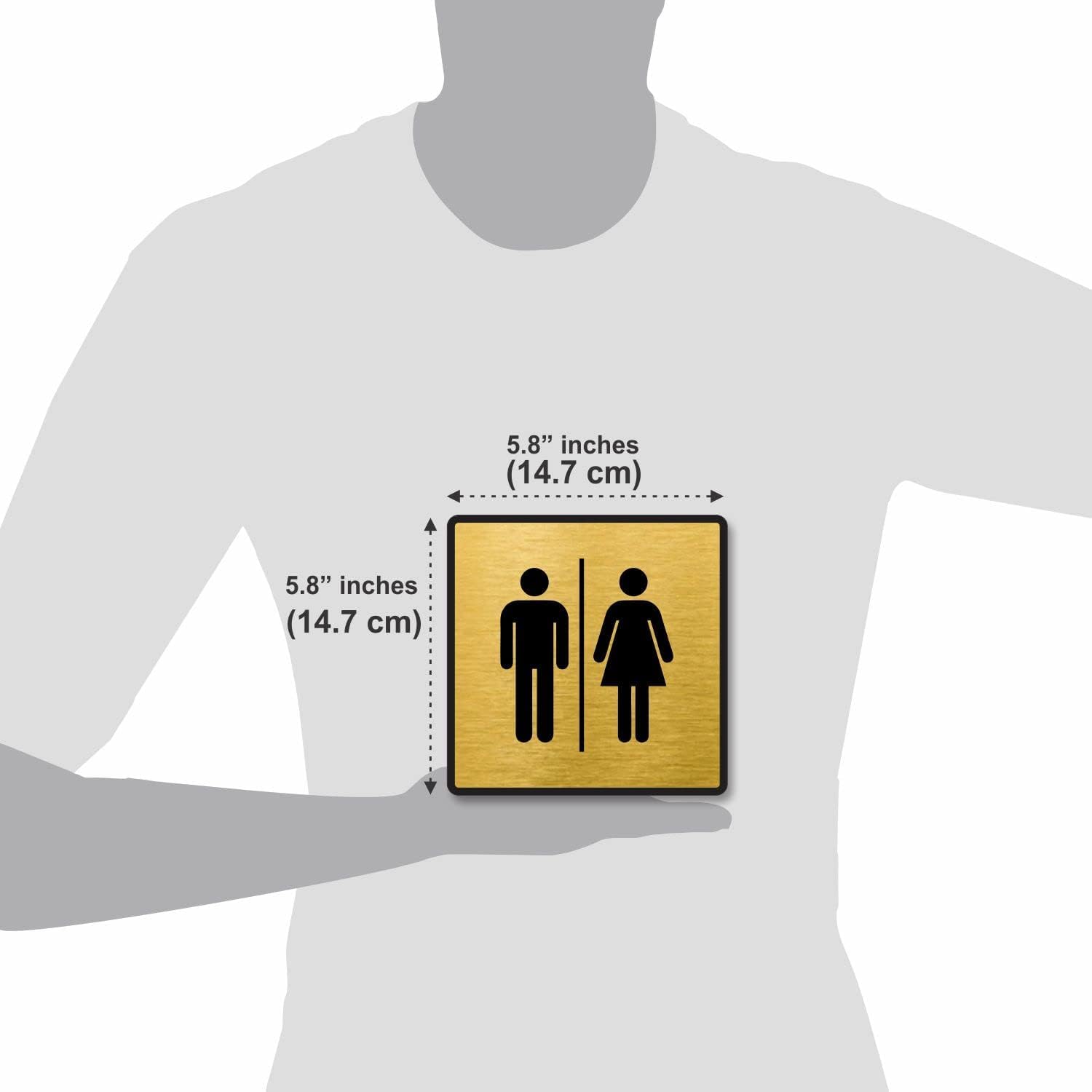 Gold Acrylic Men & Women Washroom Sign, Self-Adhesive – view 3