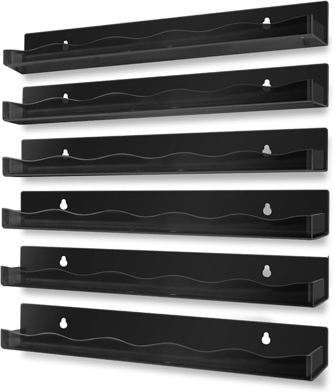 Black Acrylic Nail Polish Wall Rack, 15in, 6 Pcs – Yosham