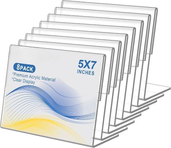 5x7 Acrylic Table Sign Holder, Pack of 8 – Yosham