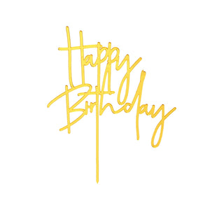 Gold Acrylic Happy Birthday Cake Topper Sign – Yosham