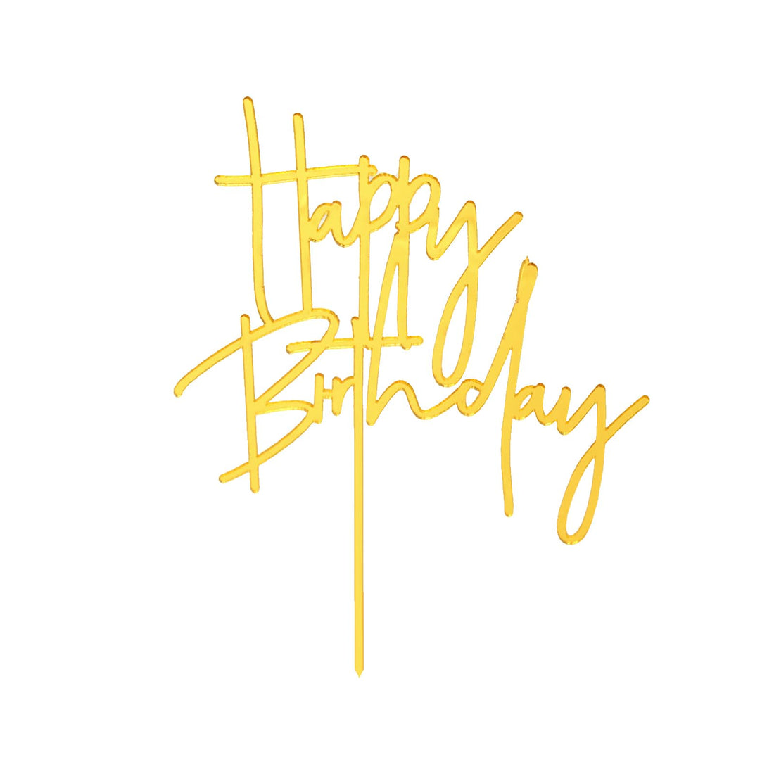 Gold Acrylic Happy Birthday Cake Topper Sign